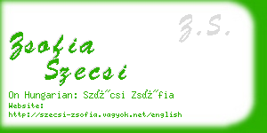 zsofia szecsi business card